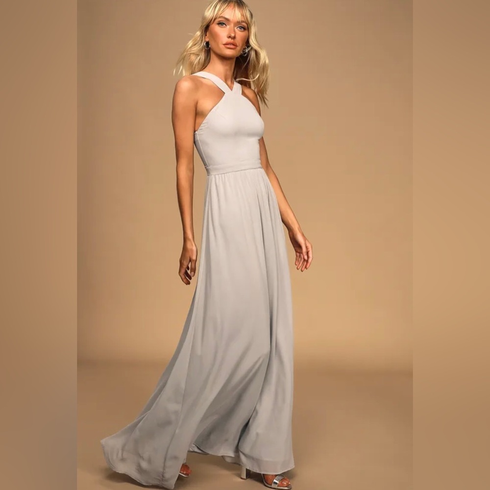 Medium Lulu’s Air of a Romance Grey Dress